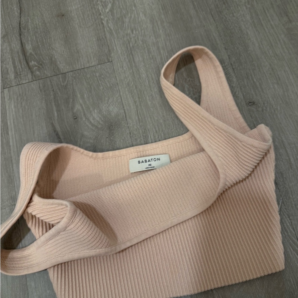 Aritzia Babaton Sculpt Knit Tank | Blush Pink | Cropped Ribbed Knit | Size XS
